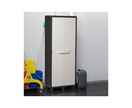 Шкаф хозяйственный Toomax FACTORY S 65x38x178 cm черный/молочно белый (5673), изображение 4 Шкаф хозяйственный Toomax FACTORY S 65x38x178 cm черный/молочно белый (5673), изображение 4
