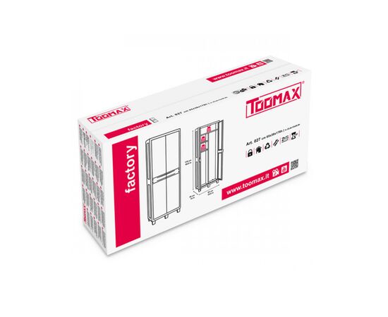 Шкаф хозяйственный Toomax FACTORY S 65x38x178 cm черный/молочно белый (5673), изображение 6 Шкаф хозяйственный Toomax FACTORY S 65x38x178 cm черный/молочно белый (5673), изображение 6