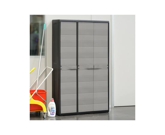 Шкаф хозяйственный Toomax ELEGANCE S 3 двери S 97x38x171cm черный с тепло серым (5668), изображение 2 Шкаф хозяйственный Toomax ELEGANCE S 3 двери S 97x38x171cm черный с тепло серым (5668), изображение 2