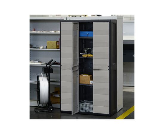 Шкаф хозяйственный Toomax ELEGANCE S 3 двери S 97x38x171cm черный с тепло серым (5668), изображение 3 Шкаф хозяйственный Toomax ELEGANCE S 3 двери S 97x38x171cm черный с тепло серым (5668), изображение 3