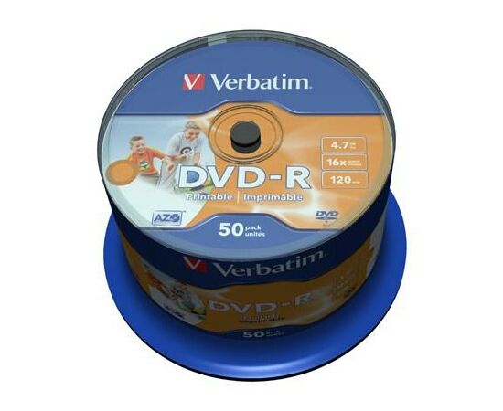 Диск DVD Verbatim 4.7Gb 16X CakeBox 50шт AZO Print (43533)