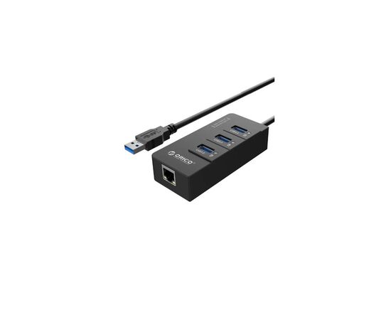 Концентратор Orico USB 3.0 3 port + RJ45 (HR01-U3-V1-BK-BP) (CA912742)