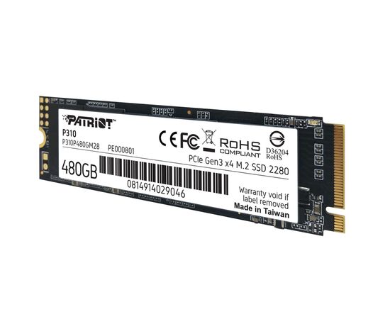 Накопитель SSD M.2 2280 480GB Patriot (P310P480GM28), изображение 3 Накопитель SSD M.2 2280 480GB Patriot (P310P480GM28), изображение 3
