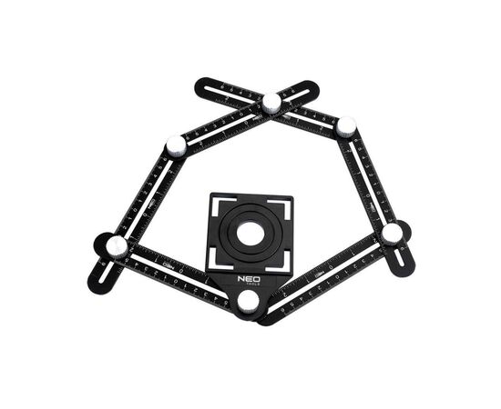 Линейка Neo Tools угловая, алюминий, 6 плечей с шкалой 0-6 см, отверствие в ша (72-351), изображение 2