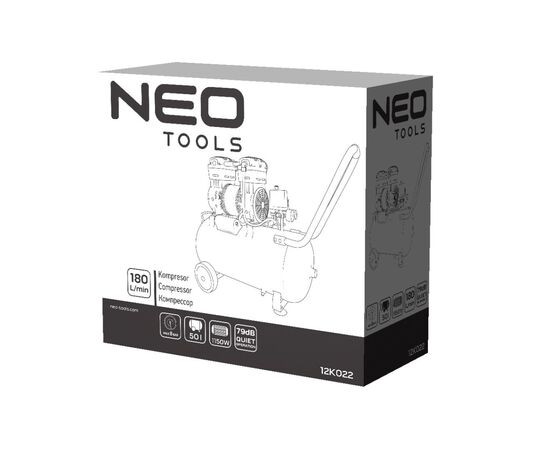 Компрессор Neo Tools безмаслянный, 2-х поршневой, 230В, 50л, 8 Бар, 180л/мин, 115 (12K022), изображение 6 Компрессор Neo Tools безмаслянный, 2-х поршневой, 230В, 50л, 8 Бар, 180л/мин, 115 (12K022), изображение 6