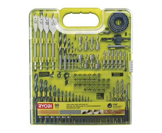 Набор сверл и бит Ryobi RAKDD90, 90 шт (5132004665)