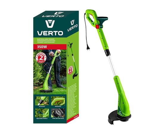 Триммер садовый Verto электрический, 350 Вт, 25 см, 93 дБ, телескопическая ручка, (52G550), изображение 8 Триммер садовый Verto электрический, 350 Вт, 25 см, 93 дБ, телескопическая ручка, (52G550), изображение 8