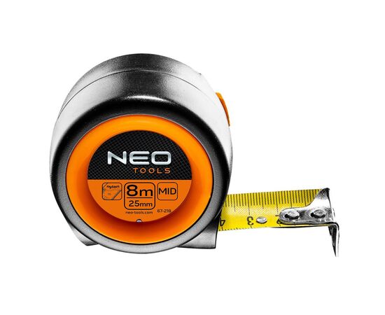 Рулетка Neo Tools компактная, стальная лента, 8 м x 25 мм, с фиксатором selflo (67-218)