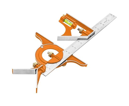 Косинець Neo Tools 30см, мультикомбінований, транспортир, рівень, тримач алюмін (72-120)