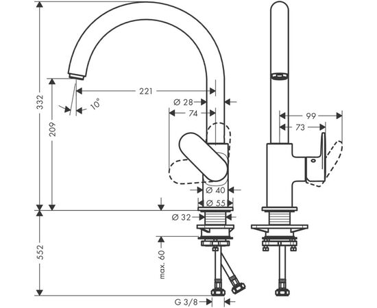 Смеситель Hansgrohe Vernis Blend M35 (71870670)
