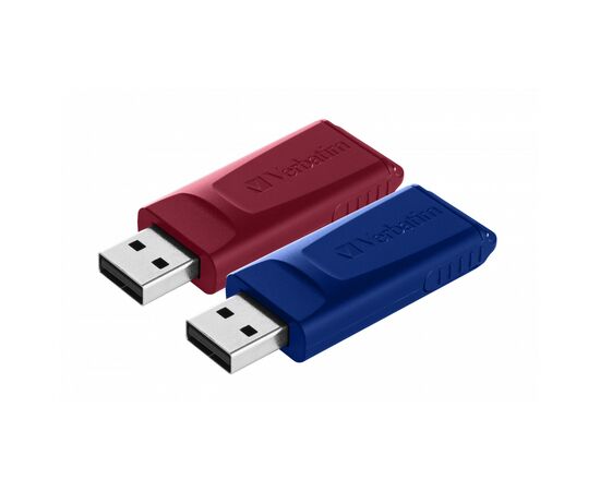 USB флеш накопитель Verbatim 2x32GB Store'n'Go Slider Red/Blue USB 2.0 (49327), изображение 5 USB флеш накопитель Verbatim 2x32GB Store'n'Go Slider Red/Blue USB 2.0 (49327), изображение 5