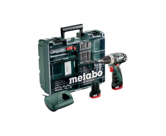 Шуруповерт Metabo PowerMaxx BS Basic, 10.8V 2x2Aг, кофр, набір приладдя 63 шт (600080880)
