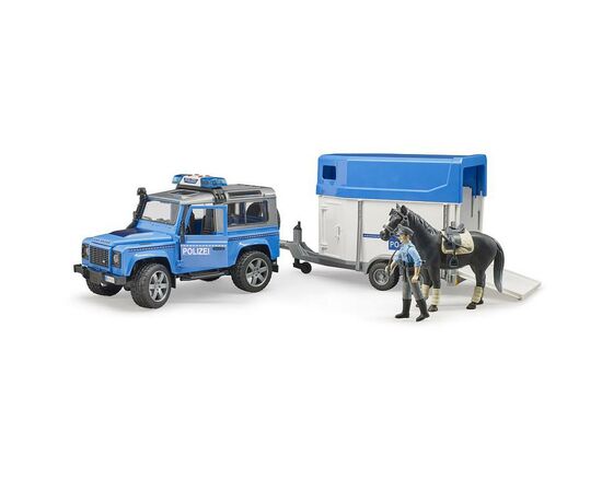 Спецтехника Bruder Land Rover Defender с прицепом и фигурка полицейского с лоша (02588), изображение 2 Спецтехника Bruder Land Rover Defender с прицепом и фигурка полицейского с лоша (02588), изображение 2