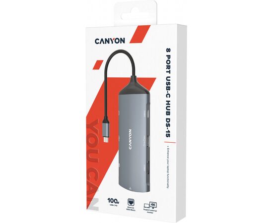 Концентратор Canyon 8-in-1 USB-C (CNS-TDS15), изображение 6 Концентратор Canyon 8-in-1 USB-C (CNS-TDS15), изображение 6