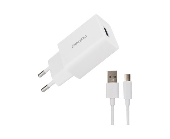 Зарядное устройство Proda USB 2,4A + USB Type-C cable (PD-A43a-WHT)