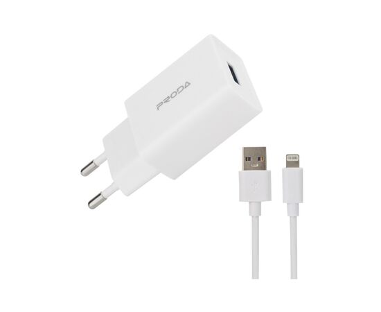 Зарядное устройство Proda USB 2,4A + USB Lightning cable (PD-A43i-WHT)