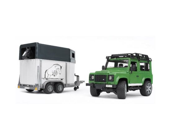 Спецтехника Bruder джип Land Rover Defender с прицепом и лошадкой М1:16 (02592), изображение 2