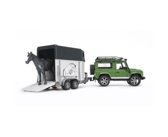 Спецтехніка Bruder Land Rover Defender з причепом та конем (02592)