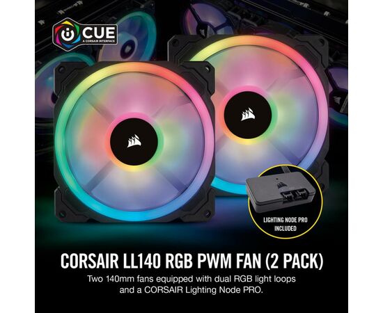 Кулер для корпуса Corsair LL140 RGB Twin Pack (CO-9050074-WW), изображение 3 Кулер для корпуса Corsair LL140 RGB Twin Pack (CO-9050074-WW), изображение 3