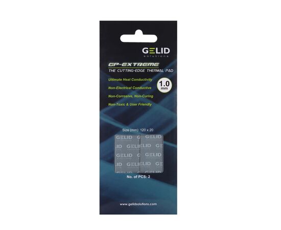 Термопрокладка Gelid Solutions GP-Extreme 120x20x1.0 mm 2шт (TP-VP05-B), изображение 3 Термопрокладка Gelid Solutions GP-Extreme 120x20x1.0 mm 2шт (TP-VP05-B), изображение 3