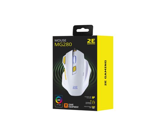 Мышка 2E Gaming MG280 LED USB White (2E-MG280UWT), изображение 2 Мышка 2E Gaming MG280 LED USB White (2E-MG280UWT), изображение 2