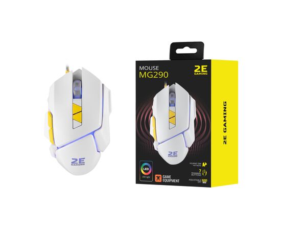 Мышка 2E Gaming MG290 LED USB White (2E-MG290UWT), изображение 3 Мышка 2E Gaming MG290 LED USB White (2E-MG290UWT), изображение 3