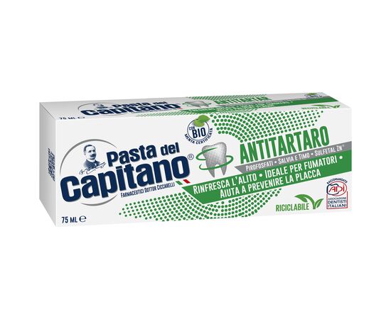 Зубная паста Pasta del Capitano Antitartaro Против зубного камня 75 мл (8002140039119), изображение 2 Зубная паста Pasta del Capitano Antitartaro Против зубного камня 75 мл (8002140039119), изображение 2