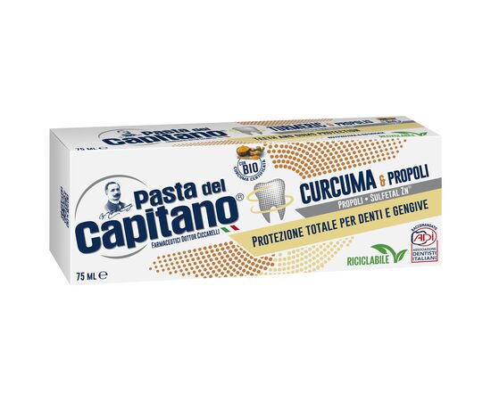 Зубная паста Pasta del Capitano Curcuma e Propoli Куркума и прополис 75 мл (8002140032110)
