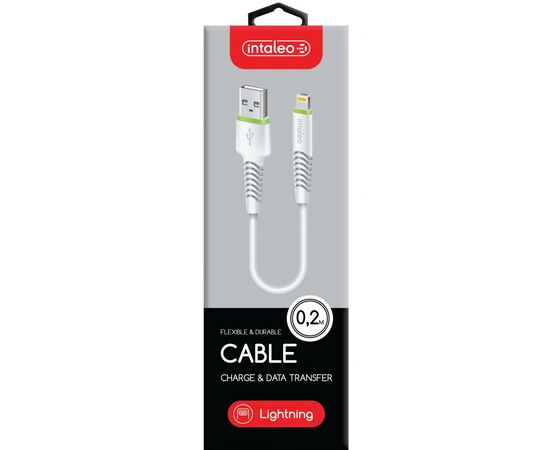 Дата кабель USB 2.0 AM to Lightning 0.2m CBFLEXL0 white Intaleo (1283126487439), зображення 2 Дата кабель USB 2.0 AM to Lightning 0.2m CBFLEXL0 white Intaleo (1283126487439), зображення 2