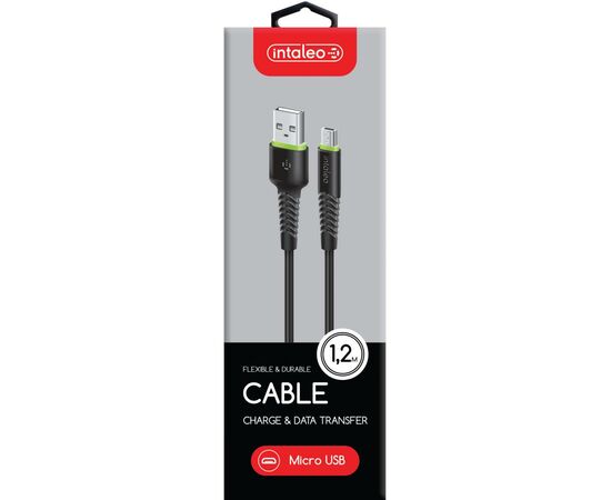 Дата кабель USB 2.0 AM to Micro 5P 1.2m CBFLEXM1 black Intaleo (1283126487453), зображення 2 Дата кабель USB 2.0 AM to Micro 5P 1.2m CBFLEXM1 black Intaleo (1283126487453), зображення 2