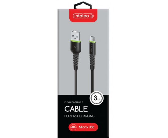 Дата кабель USB 2.0 AM to Micro 5P 3.0m CBFLEXM3 black Intaleo (1283126487491), зображення 2 Дата кабель USB 2.0 AM to Micro 5P 3.0m CBFLEXM3 black Intaleo (1283126487491), зображення 2