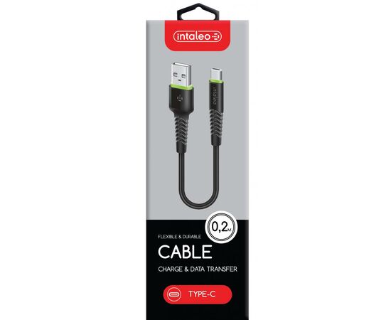 Дата кабель USB 2.0 AM to Type-C 0.2m CBFLEXT0 black Intaleo (1283126487446), зображення 2 Дата кабель USB 2.0 AM to Type-C 0.2m CBFLEXT0 black Intaleo (1283126487446), зображення 2
