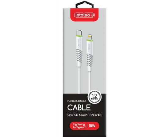 Дата кабель USB Type-C to Lightning 18W 1,2m CBFLEXTL1 white Intaleo (1283126504099), зображення 2 Дата кабель USB Type-C to Lightning 18W 1,2m CBFLEXTL1 white Intaleo (1283126504099), зображення 2