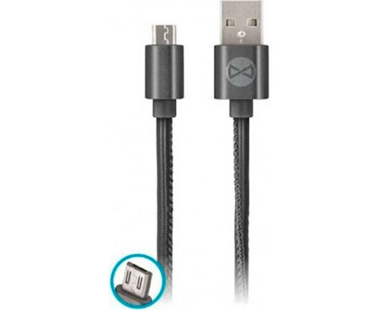 Дата кабель USB 2.0 AM to Micro 5P leather black Forever (GSM032490)