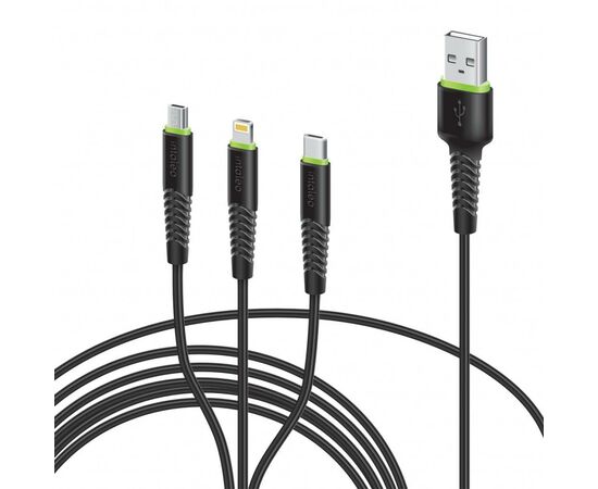 Дата кабель USB 2.0 AM to Lightning + Micro 5P + Type-C 1.4m CBFLEXU1 bl Intaleo (1283126487521)