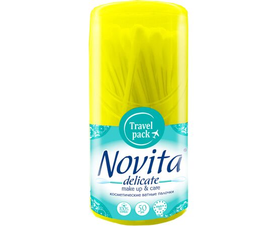 Ватные палочки Novita Delicate в круглой банке моноблок 50 шт. (4823071619423), изображение 2