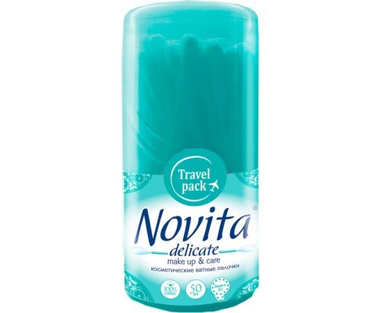 Ватные палочки Novita Delicate в круглой банке моноблок 50 шт. (4823071619423), изображение 3