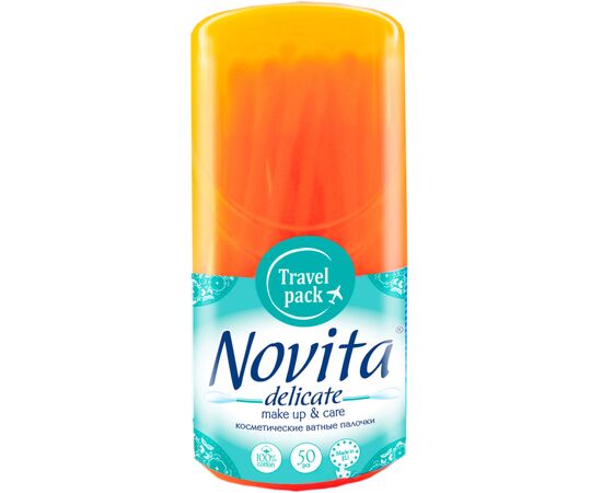 Ватные палочки Novita Delicate в круглой банке моноблок 50 шт. (4823071619423), изображение 4