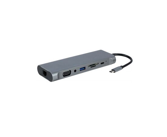 Концентратор Cablexpert USB-C 8-in-1 USB3.0/HDMI/DP/VGA/PD/CR/1Gbit/audio (A-CM-COMBO8-01)