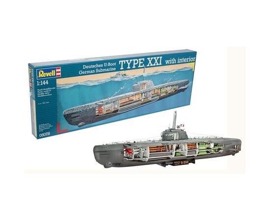 Сборная модель Revell Подлодка Type XXI с интерьером, уровень 4, 1:72 (RVL-05078), изображение 5 Сборная модель Revell Подлодка Type XXI с интерьером, уровень 4, 1:72 (RVL-05078), изображение 5