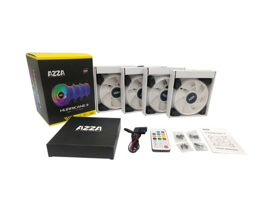 Кулер для корпуса Azza 4 X HURRICANE II (FAAZ-12DRGBB2-241/FNAZ-12DRGB2-241), изображение 4 Кулер для корпуса Azza 4 X HURRICANE II (FAAZ-12DRGBB2-241/FNAZ-12DRGB2-241), изображение 4
