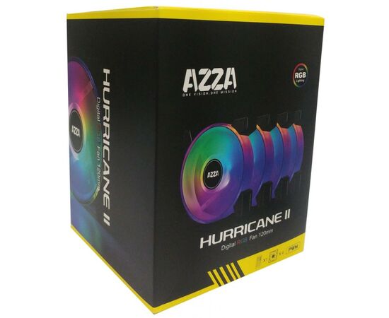 Кулер для корпуса Azza 4 X HURRICANE II (FAAZ-12DRGBB2-241/FNAZ-12DRGB2-241), изображение 5 Кулер для корпуса Azza 4 X HURRICANE II (FAAZ-12DRGBB2-241/FNAZ-12DRGB2-241), изображение 5