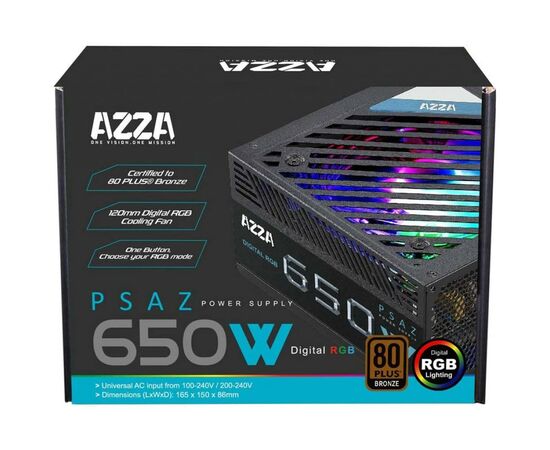 Блок питания Azza 650W (PSAZ 650W ARGB), изображение 3 Блок питания Azza 650W (PSAZ 650W ARGB), изображение 3