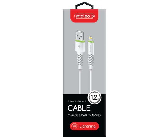 Дата кабель USB 2.0 AM to Lightning 1.2m CBFLEXL1 white Intaleo (1283126487460), изображение 2 Дата кабель USB 2.0 AM to Lightning 1.2m CBFLEXL1 white Intaleo (1283126487460), изображение 2