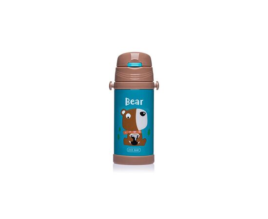 Поильник-непроливайка Stenson термос 350 мл Голубой с коричневым (MT-2087 blue/brown)