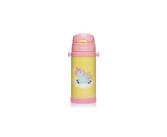 Поильник-непроливайка Stenson термос 350 мл Желтый с розовым (MT-2087 yellow/pink)