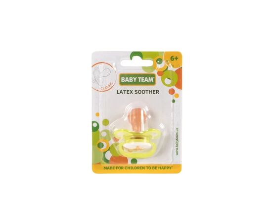Пустышка Baby Team латексная, классическая 6+ мес. (3222_зеленый), изображение 3 Пустышка Baby Team латексная, классическая 6+ мес. (3222_зеленый), изображение 3