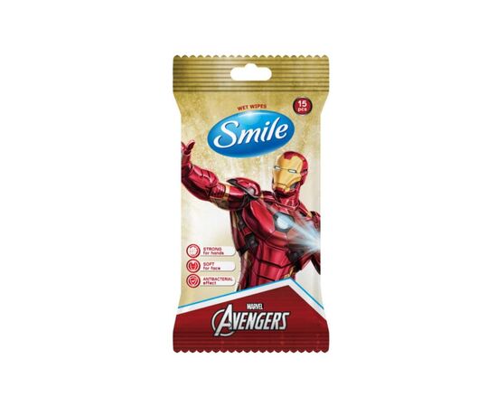 Детские влажные салфетки Smile baby Marvel антибактериальная, 15 шт (4823071642247)