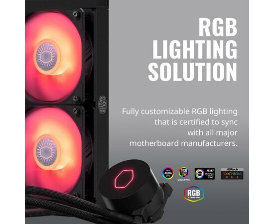 Система водного охлаждения CoolerMaster MasterLiquid ML240L V2 RGB (MLW-D24M-A18PC-R2), изображение 8 Система водного охлаждения CoolerMaster MasterLiquid ML240L V2 RGB (MLW-D24M-A18PC-R2), изображение 8