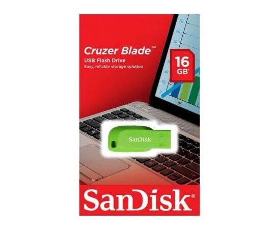 USB флеш накопитель SanDisk 16GB Cruzer Blade Green USB 2.0 (SDCZ50C-016G-B35GE), изображение 2 USB флеш накопитель SanDisk 16GB Cruzer Blade Green USB 2.0 (SDCZ50C-016G-B35GE), изображение 2